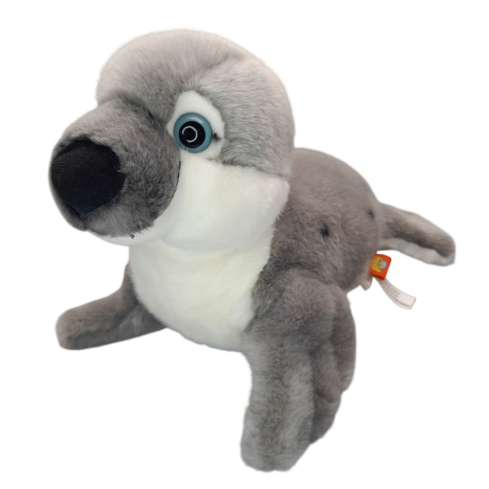Adventure Planet Grey Spotted Seal Pup Plush Stuffed‎ Animal Blue Eyes 12 Inch